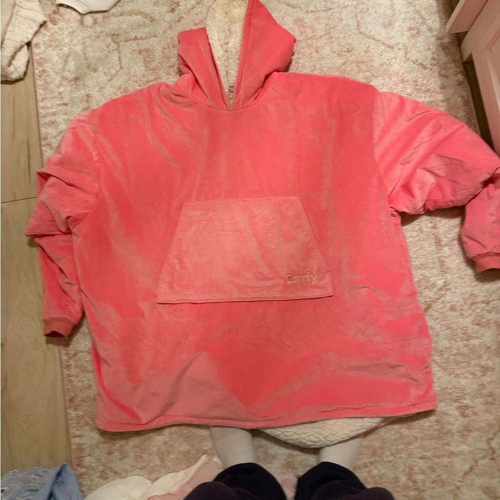 Comfy Pink Hooded Blanket Sweatshirt